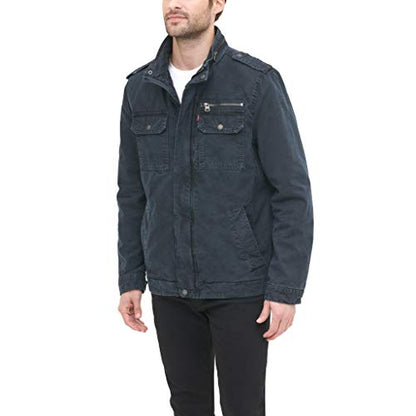 Levi's Men's Washed Cotton Two Pocket Military Jacket (Standard and Big & Tall), Navy, 4X