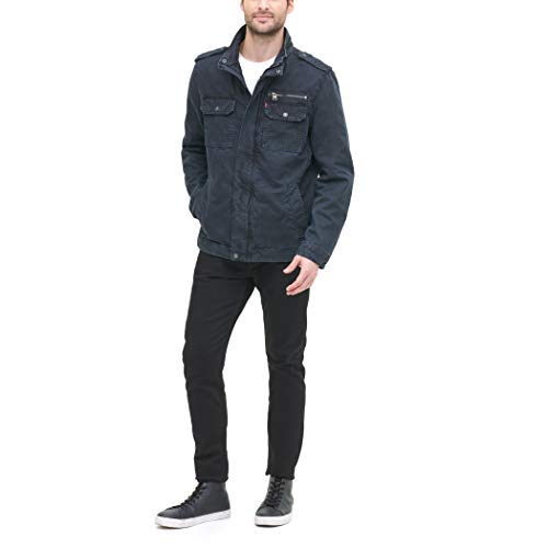 Levi's Men's Washed Cotton Two Pocket Military Jacket (Standard and Big & Tall), Navy, 4X