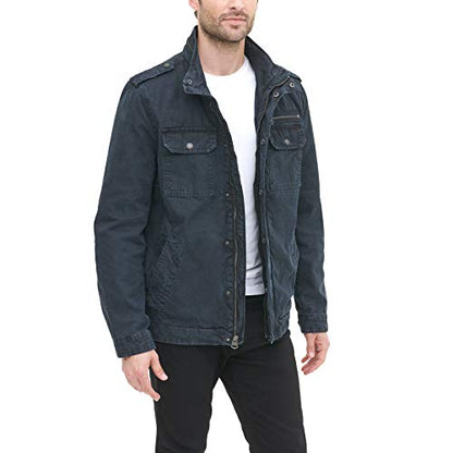 Levi's Men's Washed Cotton Two Pocket Military Jacket (Standard and Big & Tall), Navy, 4X