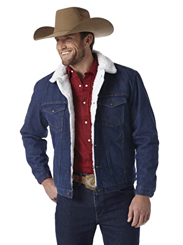 Wrangler Men's Cowboy Cut Western Lined Jacket, Sherpa/Denim, Large