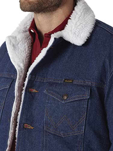 Wrangler Men's Cowboy Cut Western Lined Jacket, Sherpa/Denim, Large