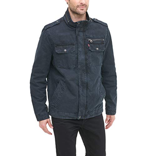 Levi's Men's Washed Cotton Two Pocket Military Jacket (Standard and Big & Tall), Navy, 4X