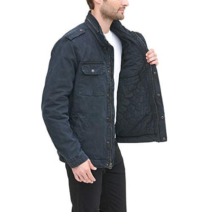 Levi's Men's Washed Cotton Two Pocket Military Jacket (Standard and Big & Tall), Navy, 4X