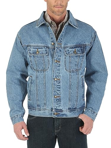 Wrangler Men's Rugged Wear Unlined Denim Jacket, Vintage Indigo, Small