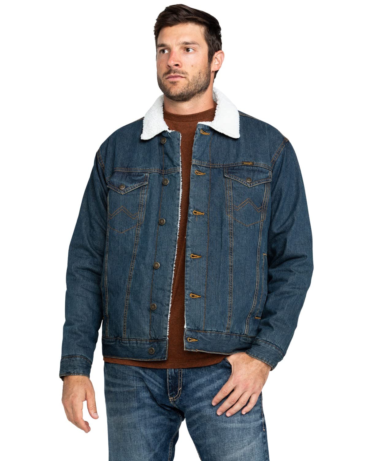 Wrangler Men's Cowboy Cut Western Lined Jacket, Sherpa/Denim, Large