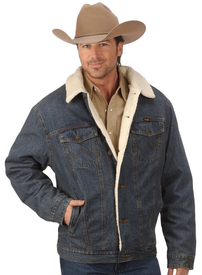 Wrangler Men's Cowboy Cut Western Lined Jacket, Sherpa/Denim, Large