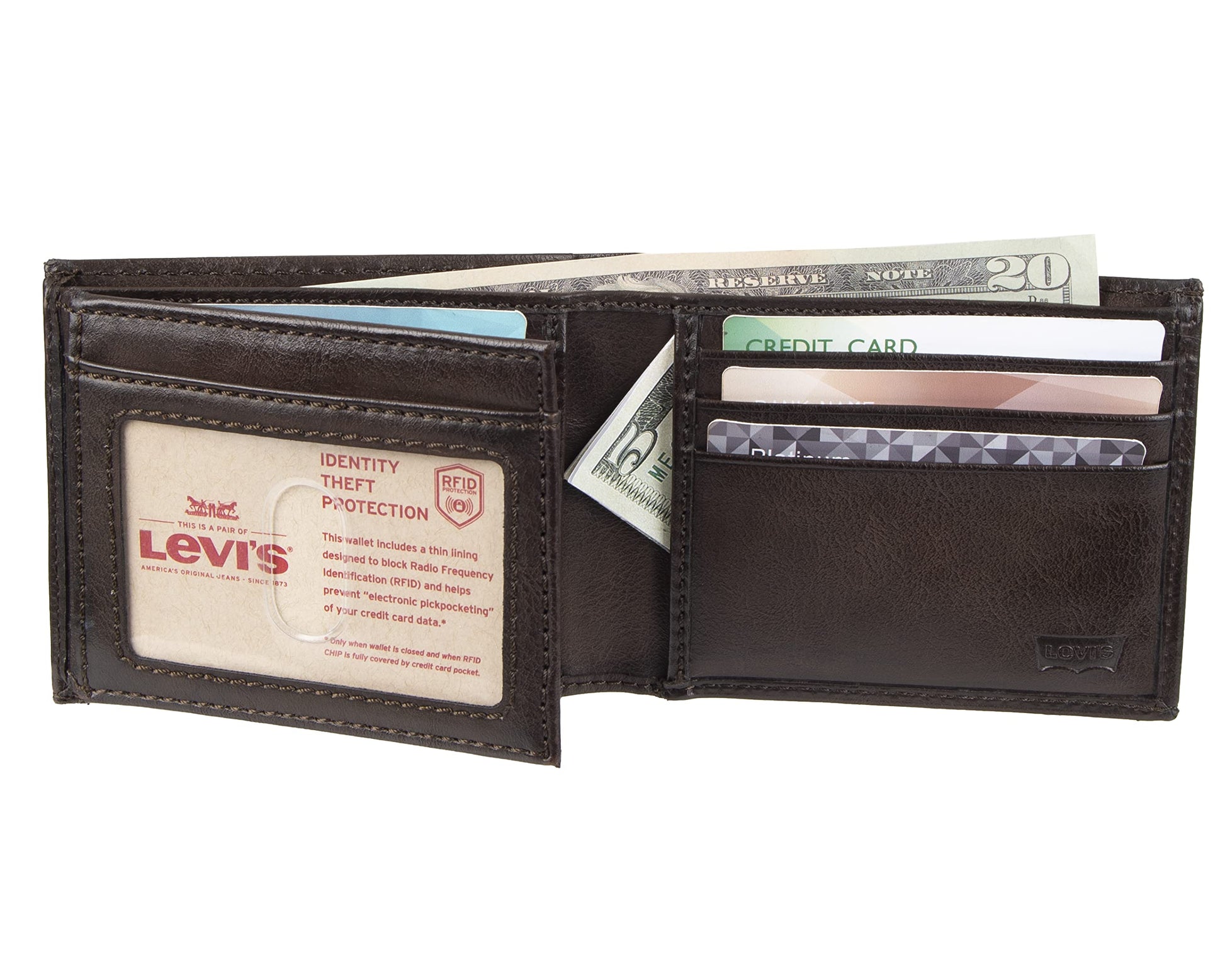 Levi's Men's RFID Wallet, Brown Traveler, One Size