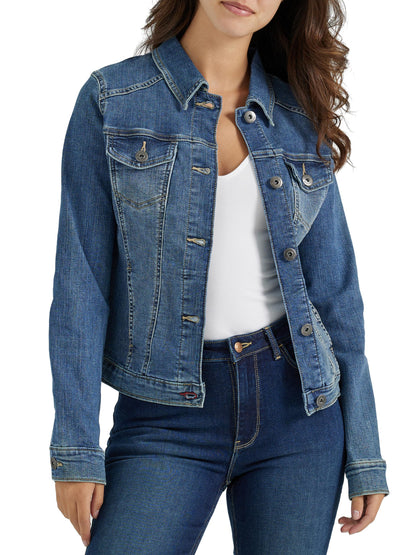 Wrangler Authentics Women's Stretch Denim Jacket, Blue, X-Large