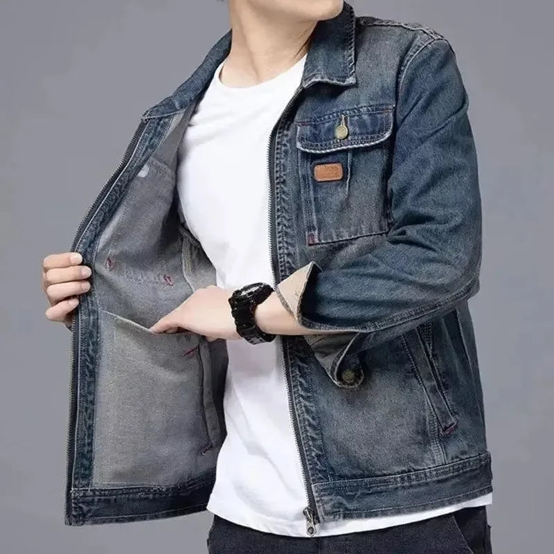 Men's denim overalls new all-in-one stylish jacket