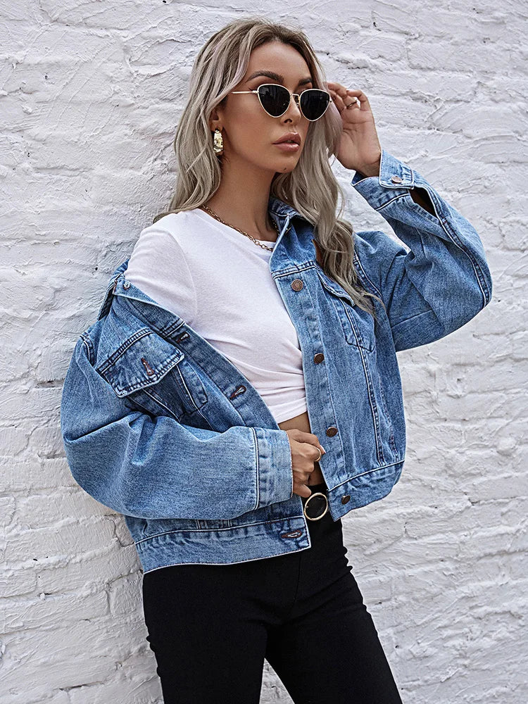 Collar Loose Denim Jacket Women