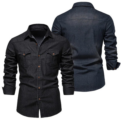 New Autumn Cotton Denim Shirt Men