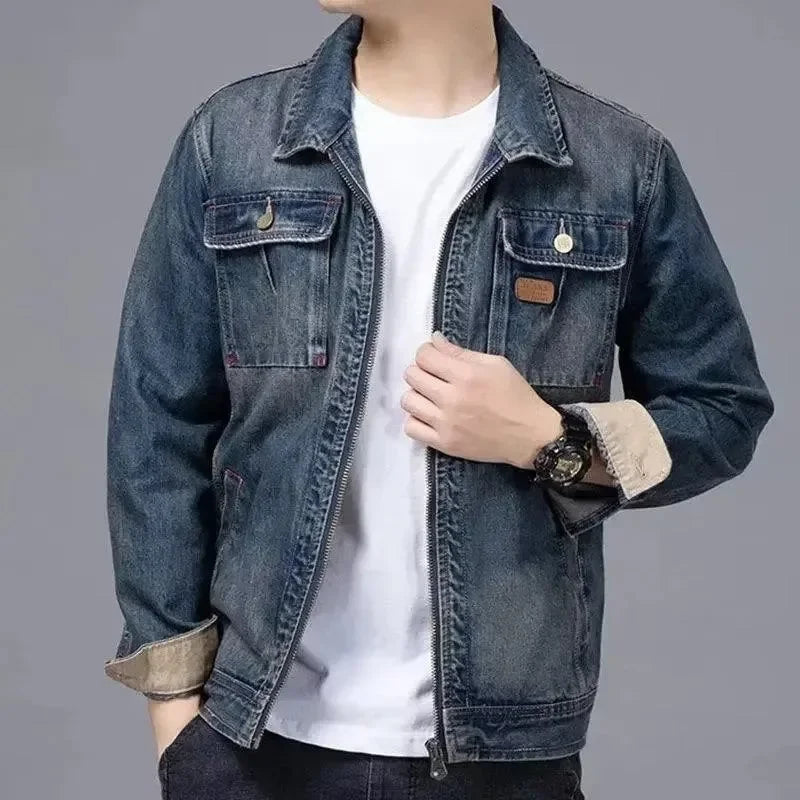 Men's denim overalls new all-in-one stylish jacket